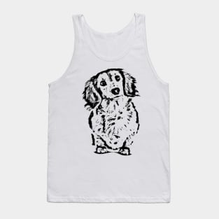 Long Haired Dachshund Sketch Tank Top